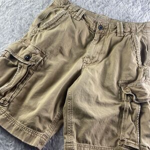 American Eagle Cargo Shorts Mens 33 Brown Khaki Classic Length Baggy Y2K AEO